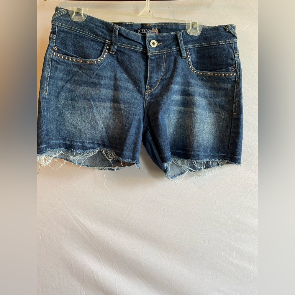 Levi's Women's High Rise Distressed Jean Denim Shorts size 11 studded pockets